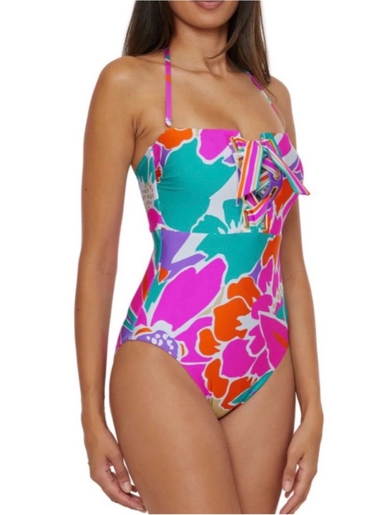 Trina Turk Other - Trina Turk Floral Halter One-Piece Swimsuit in Pink Teal Orange